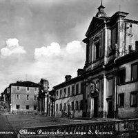 Monte Romano Chiesa Parrocchiale e Largo Santa Corona - 1961