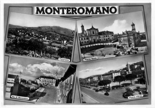 Monte Romano Panorama - Piazza Dante - Via IV Novembre - Piazza del Comune in immagini del 1955